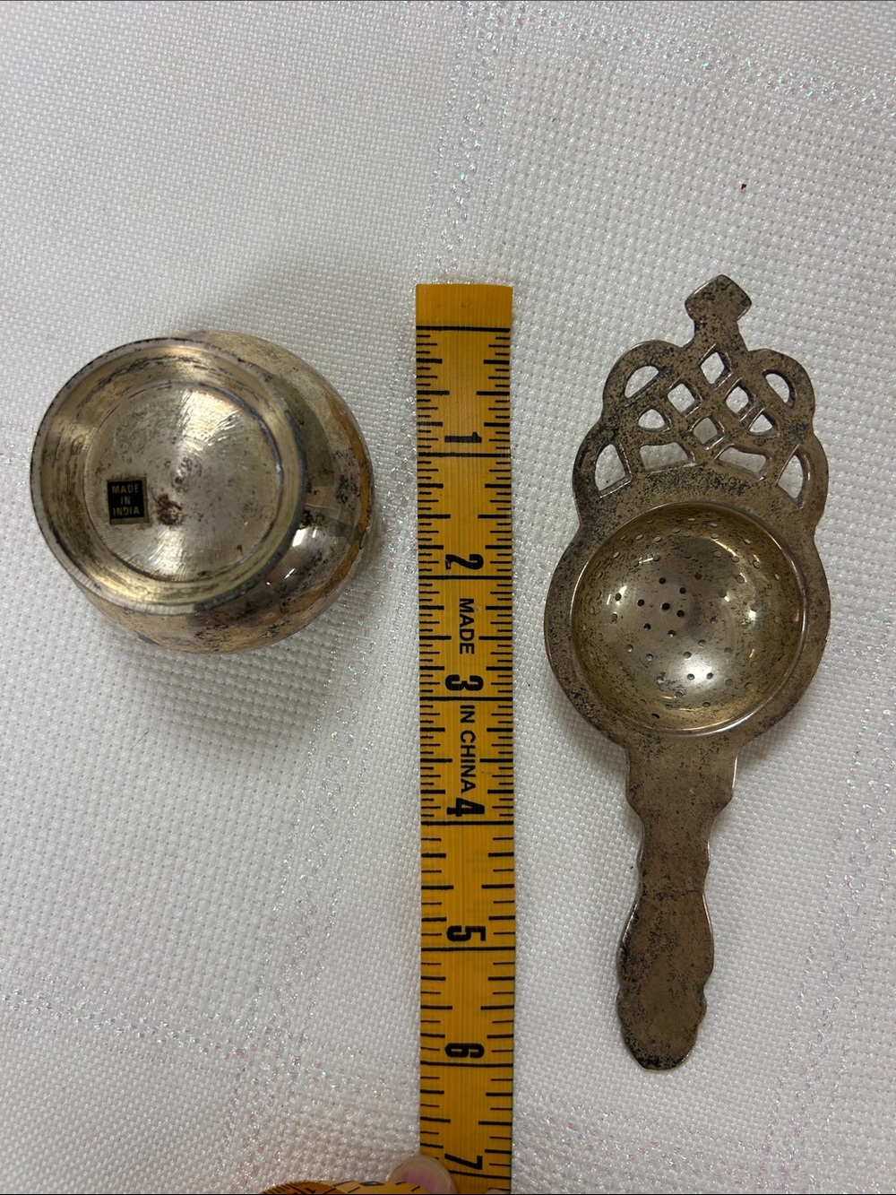 Vintage silver plated tea strainer and drip bowl set image 2